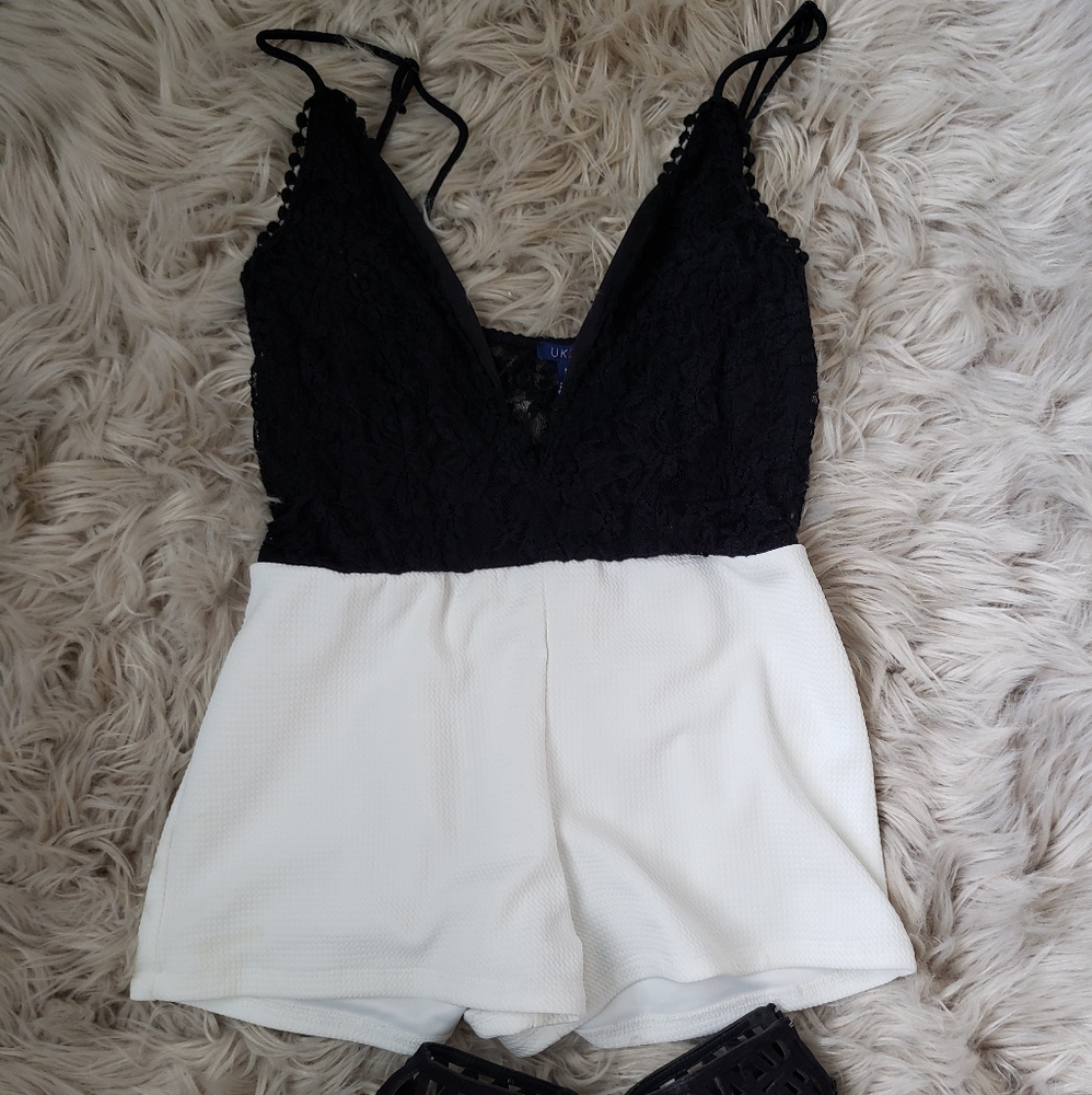 Black and white romper